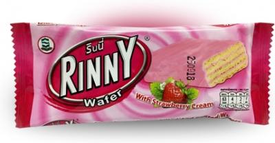 Вафли с клубникой "Rinny Wafer Strawberry Coated Cream" 12.5 грамм